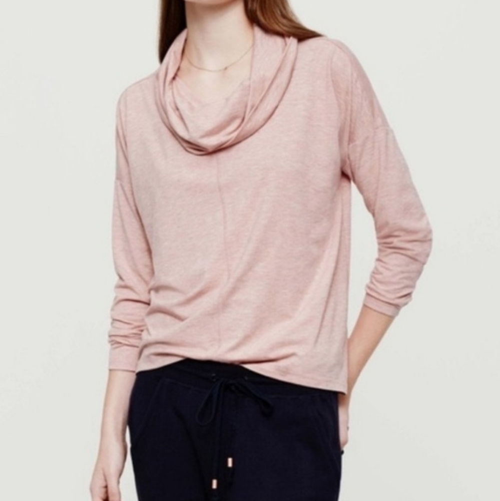 Lou& grey  soft jersey knitt cowl neck beige tee relax over size fit